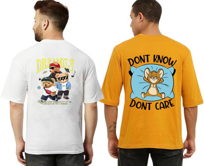 xpecto style Printed Men Round Neck White, Yellow T-Shirt