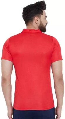 UNIQ Graphic Print, Typography Men Mandarin Collar Red T-Shirt