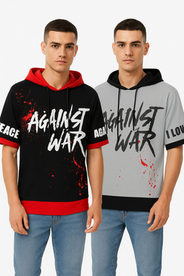 cnw Printed Men Hooded Neck Multicolor T-Shirt