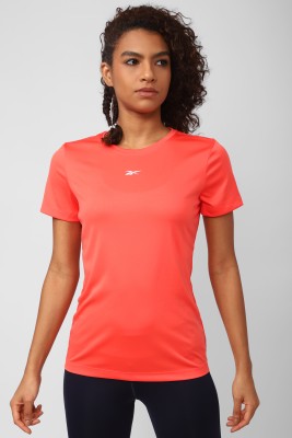 REEBOK Printed Women Round Neck Orange T-Shirt