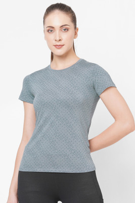 Laasa Sports Printed Women Round Neck Blue T-Shirt