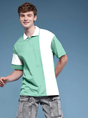 NVK Solid Men Polo Neck Reversible Light Green T-Shirt
