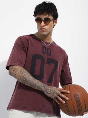 DIFFERENCE OF OPINION Printed Men Round Neck Maroon T-Shirt