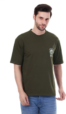 ROYAL LIYO Printed Men Round Neck Green T-Shirt
