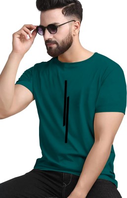 KAJARU Printed Men Round Neck Dark Green T-Shirt