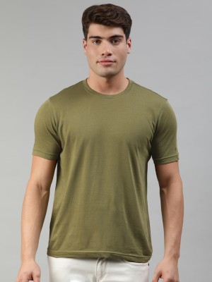 London Crew Solid Men Round Neck Green T-Shirt