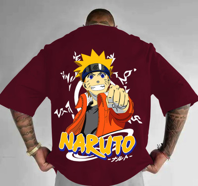 Drybe Fashion Printed Men Round Neck Maroon T-Shirt