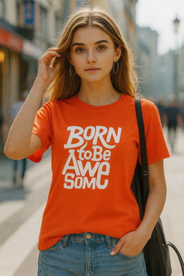 Moda Rapido Solid Women Round Neck Orange T-Shirt