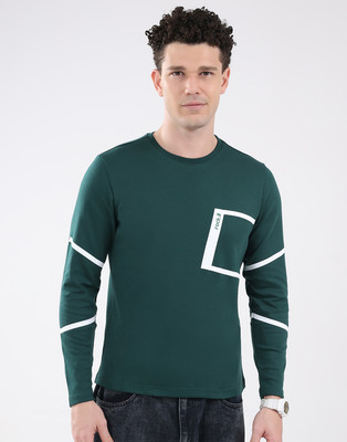 Rock.it Solid Men Round Neck Green T-Shirt