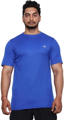 REIFY Solid Men Round Neck Blue T-Shirt