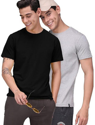 THE INDIAN STITCH Solid Men Round Neck Multicolor T-Shirt