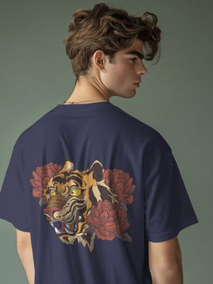 PS ENTERPRISES Graphic Print Men Round Neck Navy Blue T-Shirt