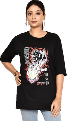 altius Printed Women Round Neck Black, Purple T-Shirt