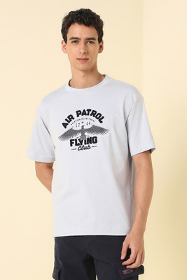 Allen Solly Printed Men Round Neck Grey T-Shirt