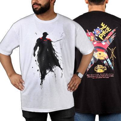 KALOTH Graphic Print Men Round Neck White, Black T-Shirt