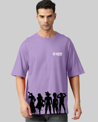 Arfila Printed Men Round Neck Purple T-Shirt