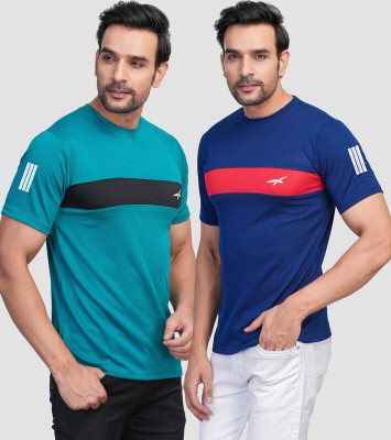 seri choice Striped Men Round Neck Green, Blue T-Shirt