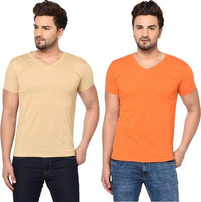 Adorbs Trend Solid Men V Neck Multicolor T-Shirt