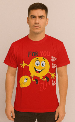 NVMART Graphic Print Men Round Neck Red T-Shirt