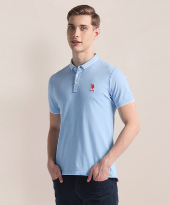 U.S. POLO ASSN. Solid Men Polo Neck Blue T-Shirt