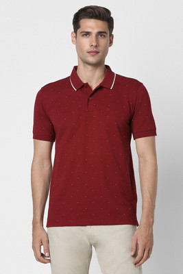 PETER ENGLAND Solid Men Polo Neck Red T-Shirt