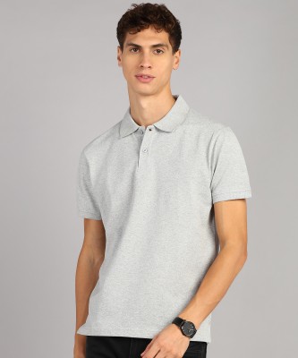 METRONAUT Solid Men Polo Neck Grey T-Shirt