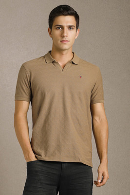 LOUIS PHILIPPE Solid Men Polo Neck Brown T-Shirt