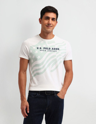 U.S. POLO ASSN. Graphic Print Men Round Neck White T-Shirt