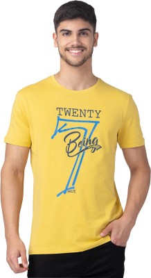 BEING HUMAN Typography Men Round Neck Yellow T-Shirt