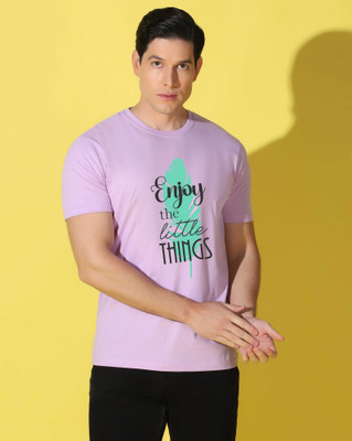 WOOSTRO Graphic Print Men Round Neck Purple T-Shirt