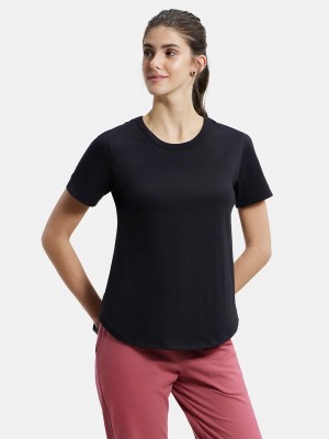 JOCKEY Solid Women Round Neck Black T-Shirt