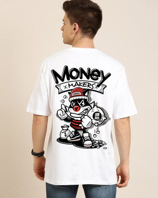 FASHNET FASHION Printed Men Round Neck White T-Shirt