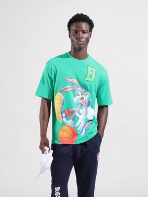 The Indian Garage Co. Printed Men Crew Neck Green T-Shirt