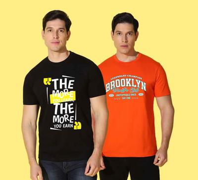 WOOSTRO Typography Men Round Neck Multicolor T-Shirt