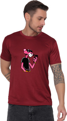 Buzzbloom Printed Men Round Neck Maroon T-Shirt