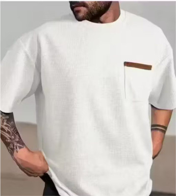 At Last Fashion Solid Men Round Neck White T-Shirt