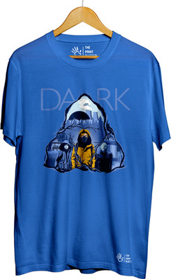 THE PRINT PLATTER Graphic Print Men Round Neck Light Blue T-Shirt