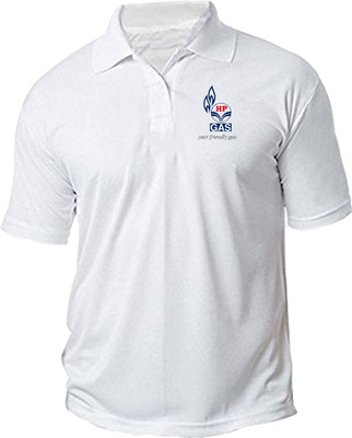 PrintHolic Graphic Print, Solid Men Polo Neck White T-Shirt