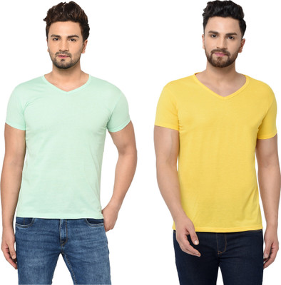 Tresna Fab Solid Men V Neck Multicolor T-Shirt