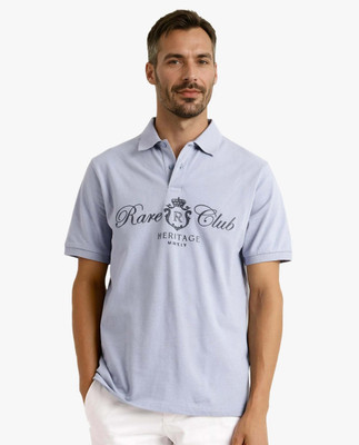 RARE RABBIT Graphic Print Men Polo Neck Blue T-Shirt