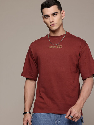 Roadster Printed Men Round Neck Maroon T-Shirt