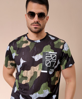 The Indian Garage Co. Printed Men Crew Neck Black T-Shirt