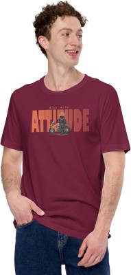 Musing Printed, Typography Men Round Neck Maroon T-Shirt