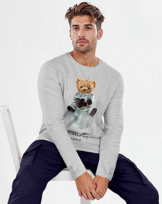 Triptee Animal Print Men Round Neck Grey T-Shirt