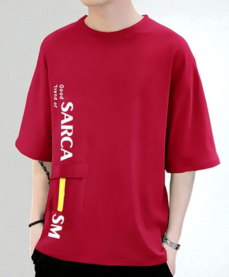 Autna Typography Men Round Neck Red T-Shirt