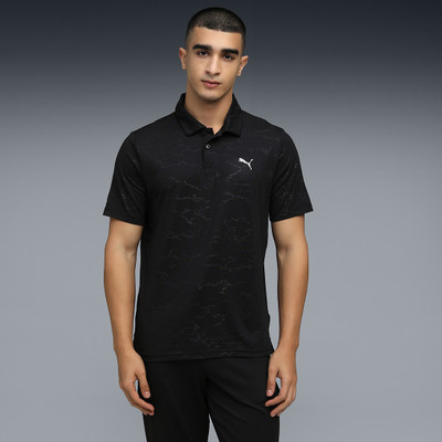 PUMA Printed Men Polo Neck Black T-Shirt