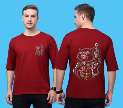 SWIFTLY Graphic Print Men Round Neck Maroon T-Shirt