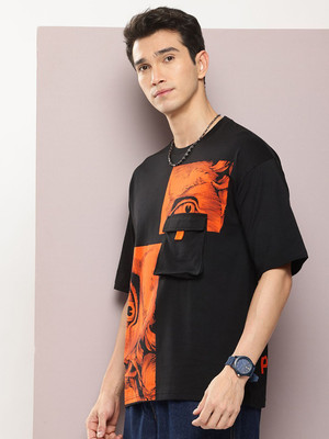 Kook N Keech Printed Men Round Neck Black T-Shirt