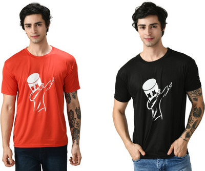 InkTees Graphic Print Men Round Neck Red, Black T-Shirt