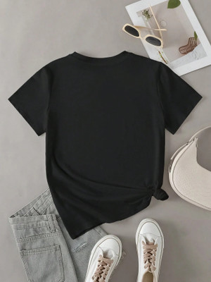 ELBATROSS Solid Women Round Neck Black T-Shirt